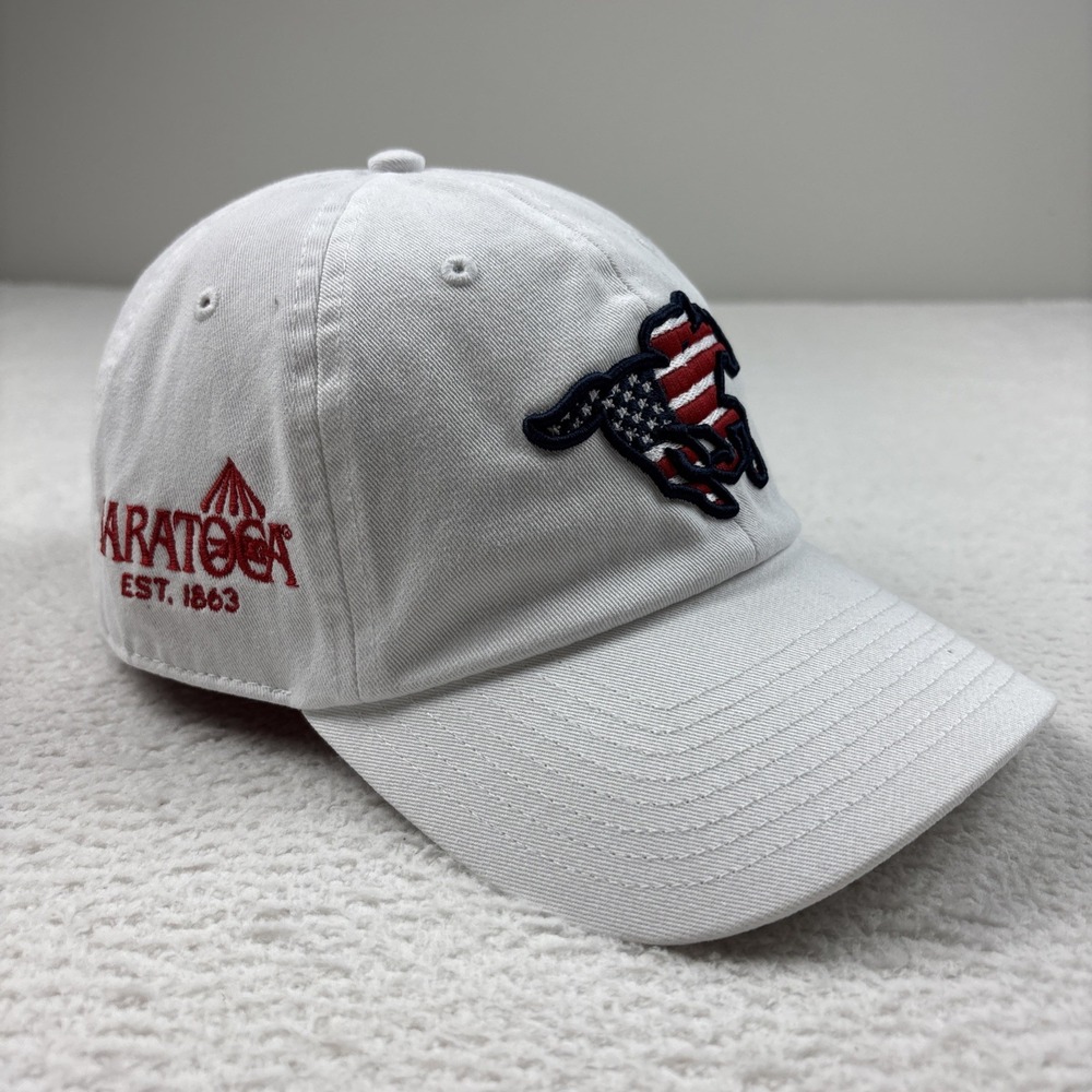 NEW SARATOGA RACE COURSE Strapback Hat White Horse Racing Logo USA Adjustable NY